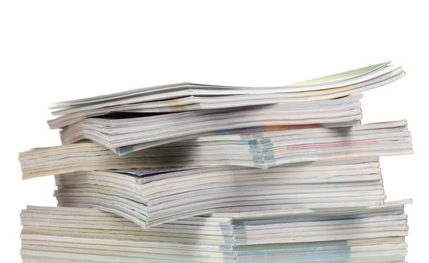 Stacks of magazines isolated on white - Photo, Image