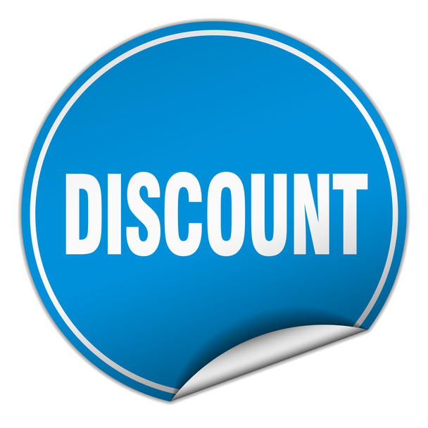 discount round blue sticker isolated on white - Вектор, зображення