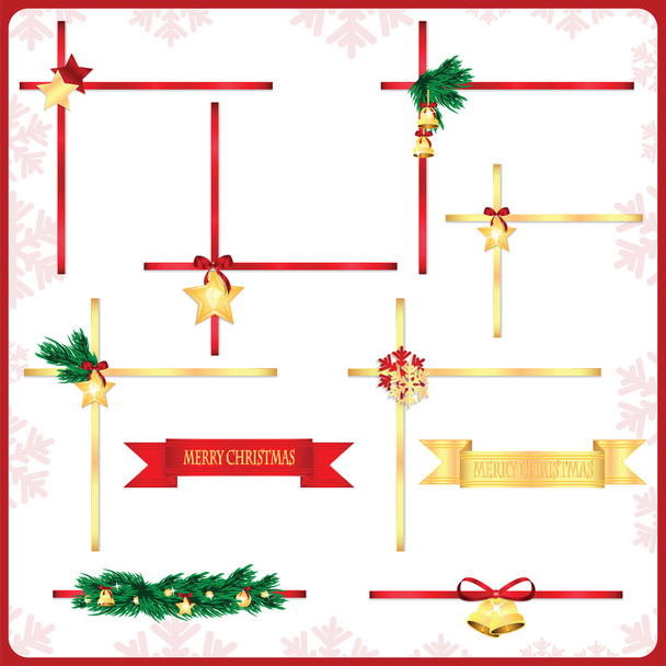 Set de decoraciones navideñas aisladas sobre fondo blanco - Vector, imagen