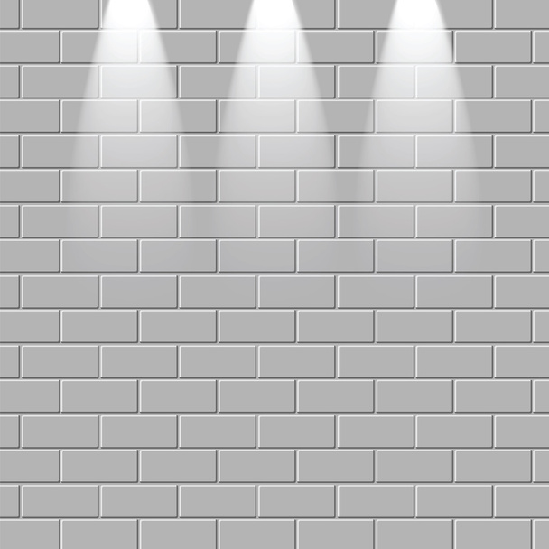 Grey brick wall is illuminated by the rays of light - Vector, Image