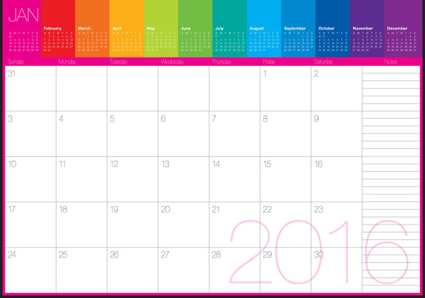 Tischkalender 2016 - Januar - Vektor, Bild