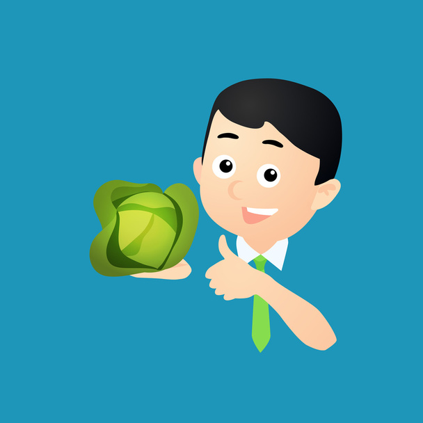 Man with Cabbage - Vector, Image