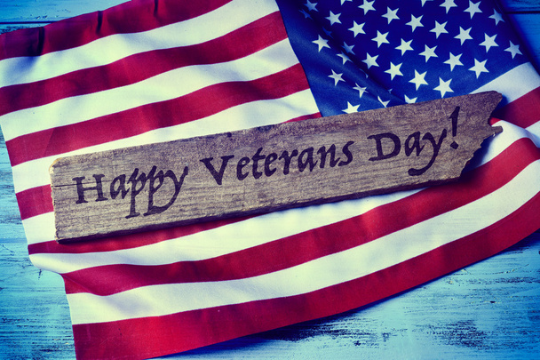 день щасливі ветеранів текст і Прапор США - Фото, зображення