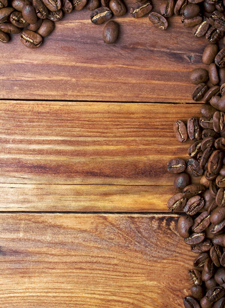 Kávová zrna na pozadí dřeva - Fotografie, Obrázek