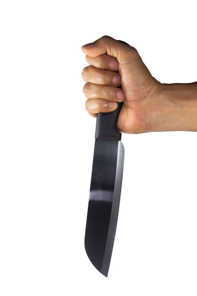 hand with kitchen knife - Foto, imagen