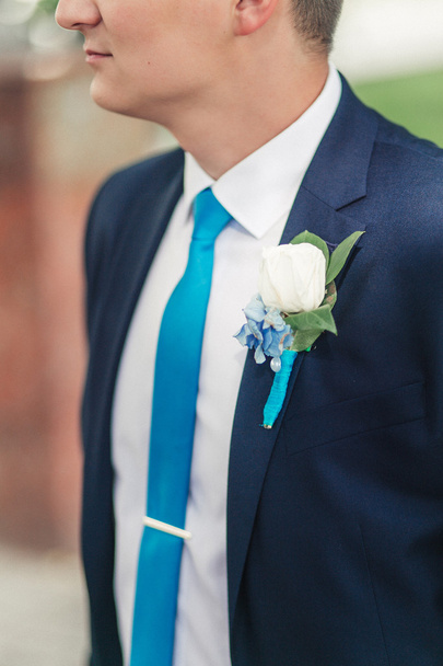 Bruiloft corsages en stropdas - Foto, afbeelding