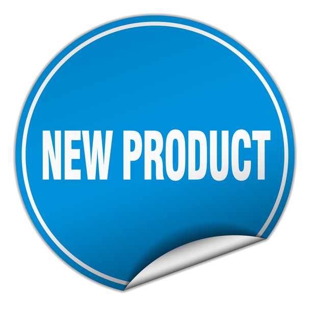 new product round blue sticker isolated on white - Vektor, Bild