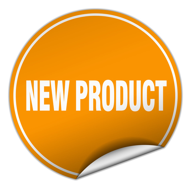 new product round orange sticker isolated on white - Vetor, Imagem