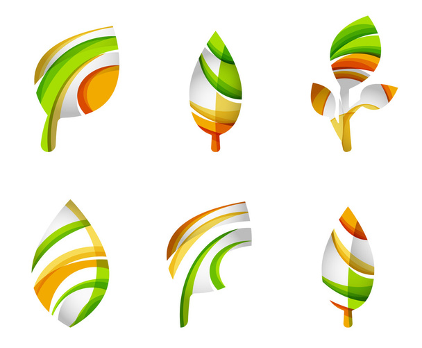 Reihe von abstrakten Öko-Blatt-Symbolen, Business-Logos Naturkonzepte, sauberes modernes geometrisches Design - Vektor, Bild