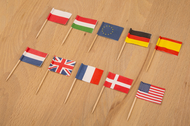 International Business World flags,l ittle flags of different countries - Foto, immagini