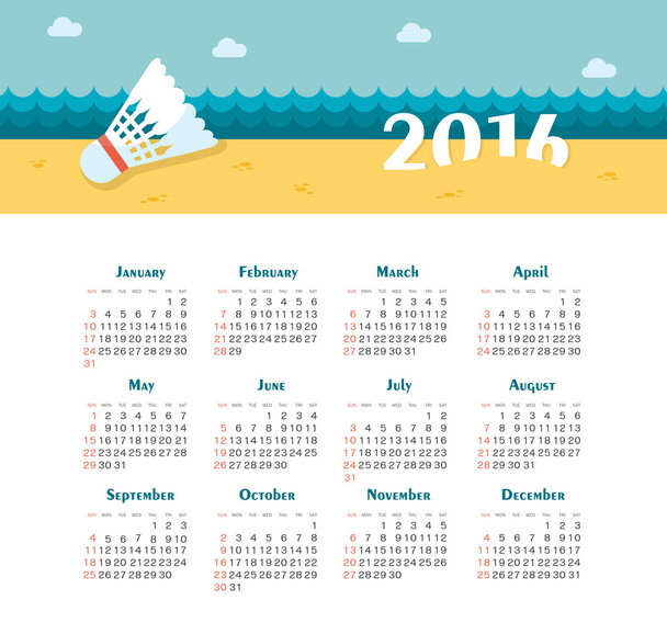 Calendario marino per il 2016. Settimana Inizia Domenica
. - Vettoriali, immagini