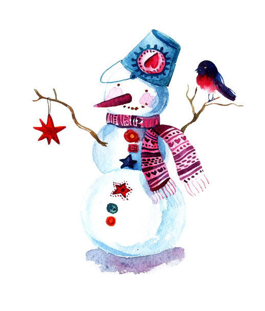 Sfondo dipinto di Natale con pupazzo di neve
 - Foto, immagini
