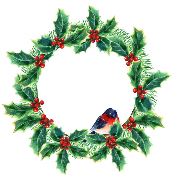 watercolor Christmas wreath - Photo, image