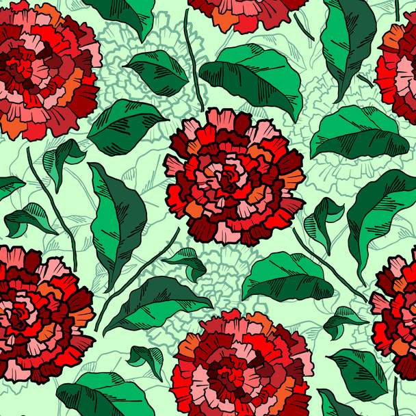 Vector  Seamless floral pattern with chrysanthemums - Вектор,изображение