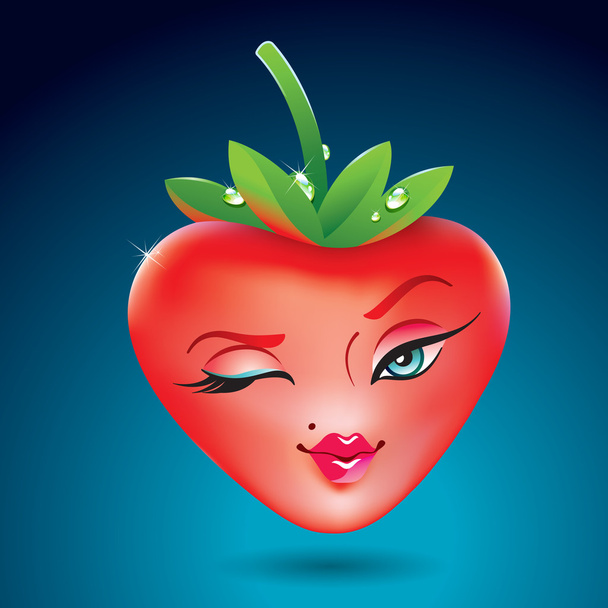 Cute strawberry girl in the form of heart. Icon for themes like - Vector, Image