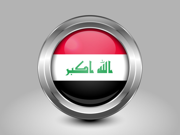 Flag of Iraq. Metal Round Icon - Vektör, Görsel