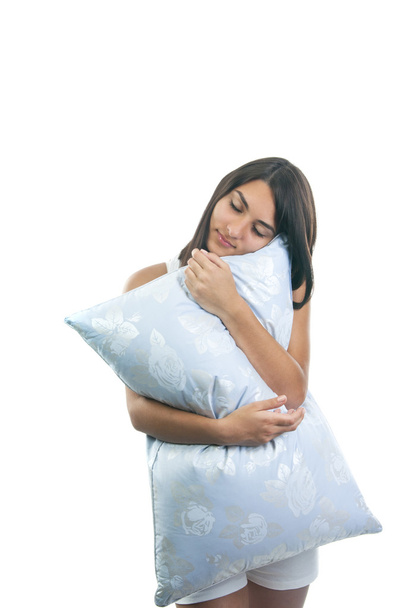 Cute woman hugging a pillow - Photo, image