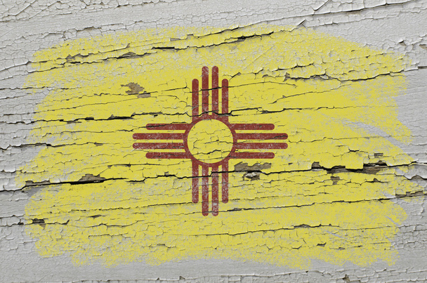 Flag of US state of new mexico on grunge wooden texture precise - Photo, Image