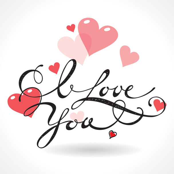 Valentinskarte mit dem Schriftzug I Love You. Vektorillustration. - Vektor, Bild