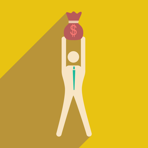 Επίπεδη σχεδίαση σύγχρονη διανυσματικά εικονογράφηση εικονίδιο επιχειρηματίας με Σάκκος με τα χρήματα - Διάνυσμα, εικόνα