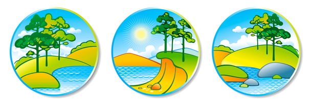 Summer landscape in a circle - Vector, Image