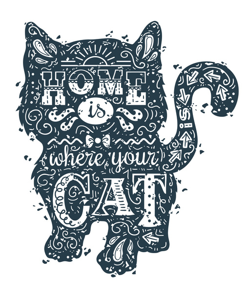 silhueta de gato texturizado
 - Vetor, Imagem