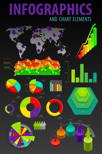 Set elements of infographics. World Map and Information Graphics. - Vektör, Görsel