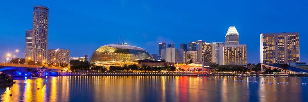 シンガポール都市景観夜 - 写真・画像