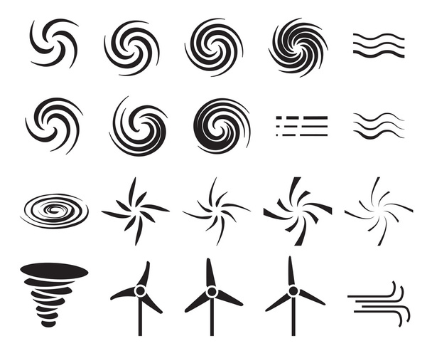 Set van wind pictogrammen in veel stijl - Vector, afbeelding