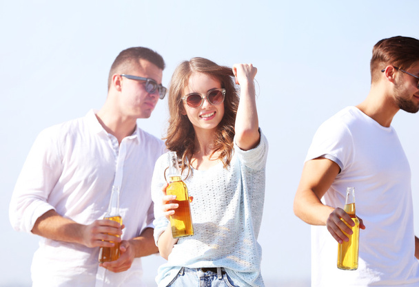 Pretty Young people with beer  - Photo, Image