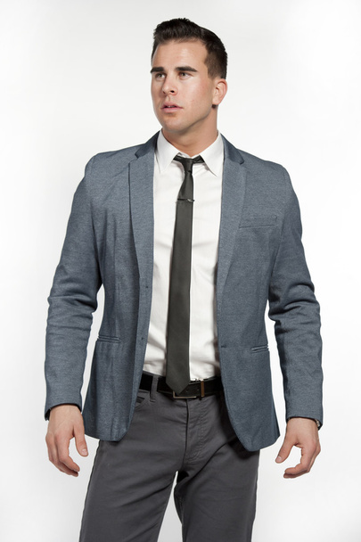 Ajuste o modelo masculino branco do estilo de vida no terno na moda
 - Foto, Imagem