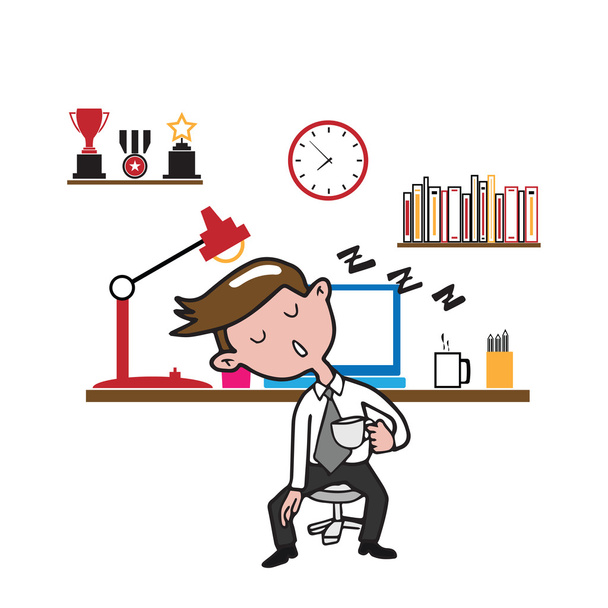 People Businessman napping in office - Vector, imagen