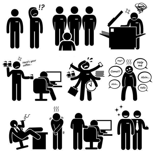 Intern Internship New Employee Staff at Office Workplace Pictogram - Vector, Image