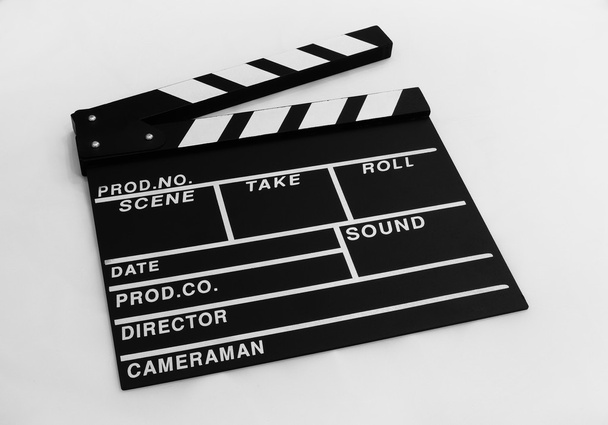 Filmschiefer auf weißem Hintergrund - Foto, Bild