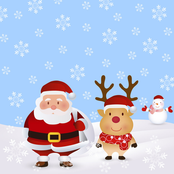 Santa reindeer Christmas　snow - ベクター画像