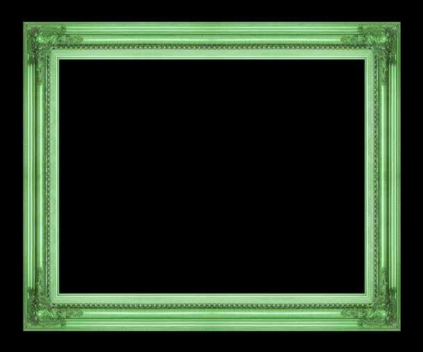 Cuadro antiguo marco verde aislado sobre fondo negro, clippi
 - Foto, Imagen