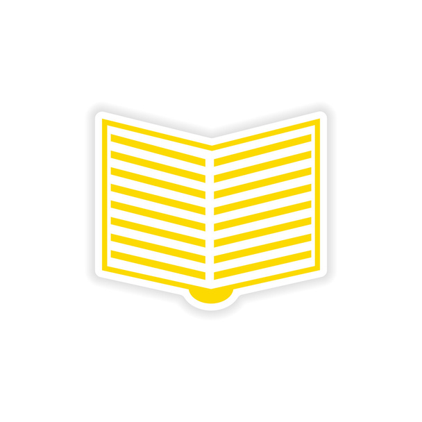 pictogram sticker realistische ontwerp op papier open boek - Vector, afbeelding