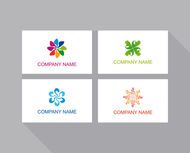 set of multi-colored company logo with radial clearance - Vetor, Imagem