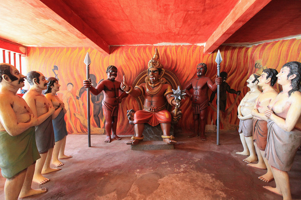 Wewurukannala Vihara near Dikwella, biblical scenes, the punishm - Photo, Image
