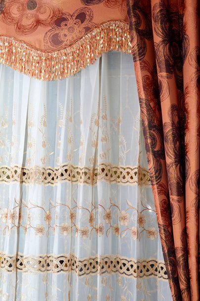 brown and goldie silk curtain - Photo, Image