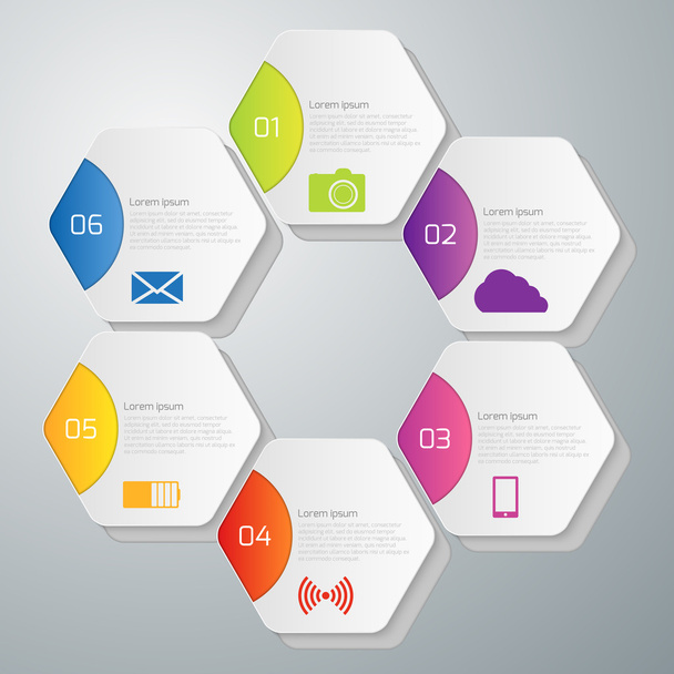 Vector illustration infographics hexagons with shadows - Vector, Image