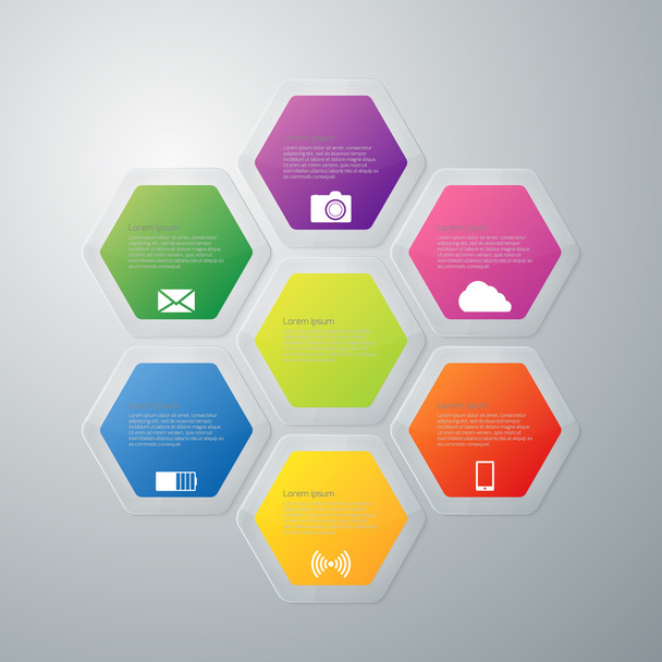Vector illustration infographics hexagons with shadows - Vector, Image