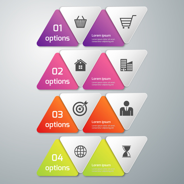 Vector illustration of business infographics 4 options . paper triangles - Vector, Imagen