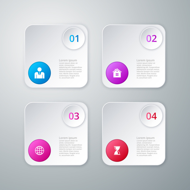 Vector illustration of four square infographics - Vector, imagen