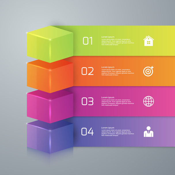 Vector illustration of four options infographics 3d cube - Vektor, Bild