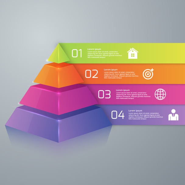Vector illustration infographics four options pyramid - Вектор,изображение