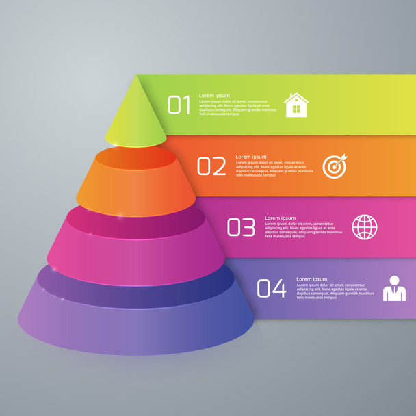 Vector illustration infographics four options pyramid - Vector, Image