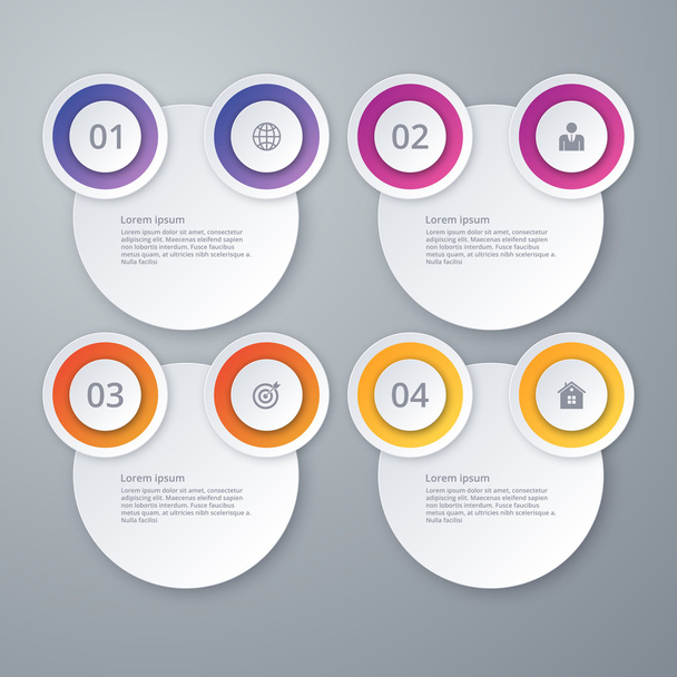 Vector illustration infographics four options from circles - Vettoriali, immagini
