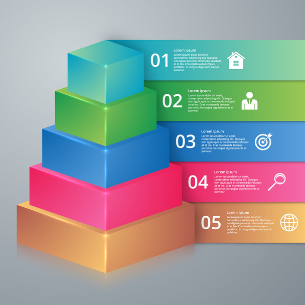 Vector illustration infographics pyramid of five options - Vektör, Görsel