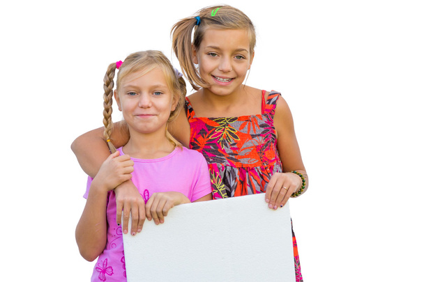 Happy girls with banner - Photo, Image